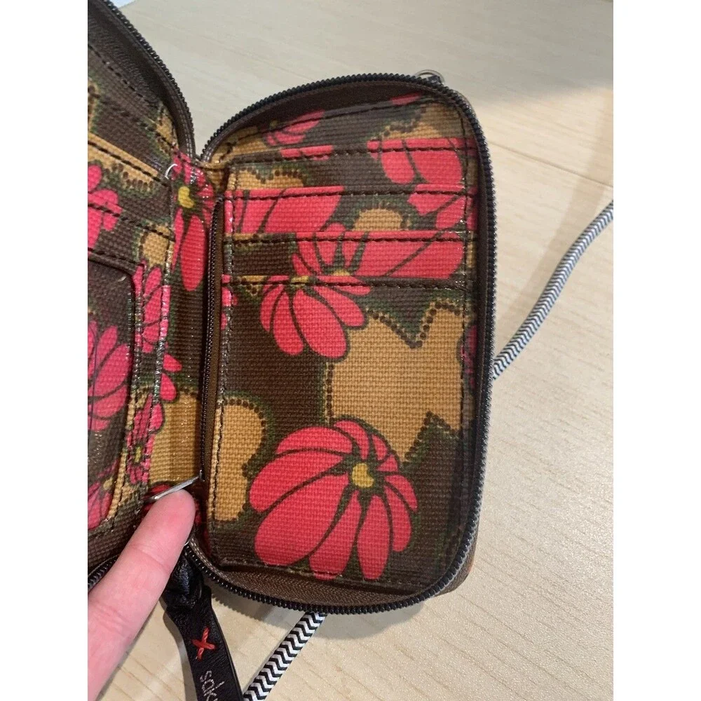 Sakroots  Peace Nature Coated Canvas Zip-Around Wristlet Wallet Phone Holder